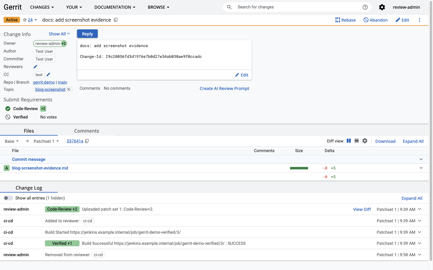 Code-Review 已满足而 Verified 尚无投票时，Gerrit 仍阻止提交