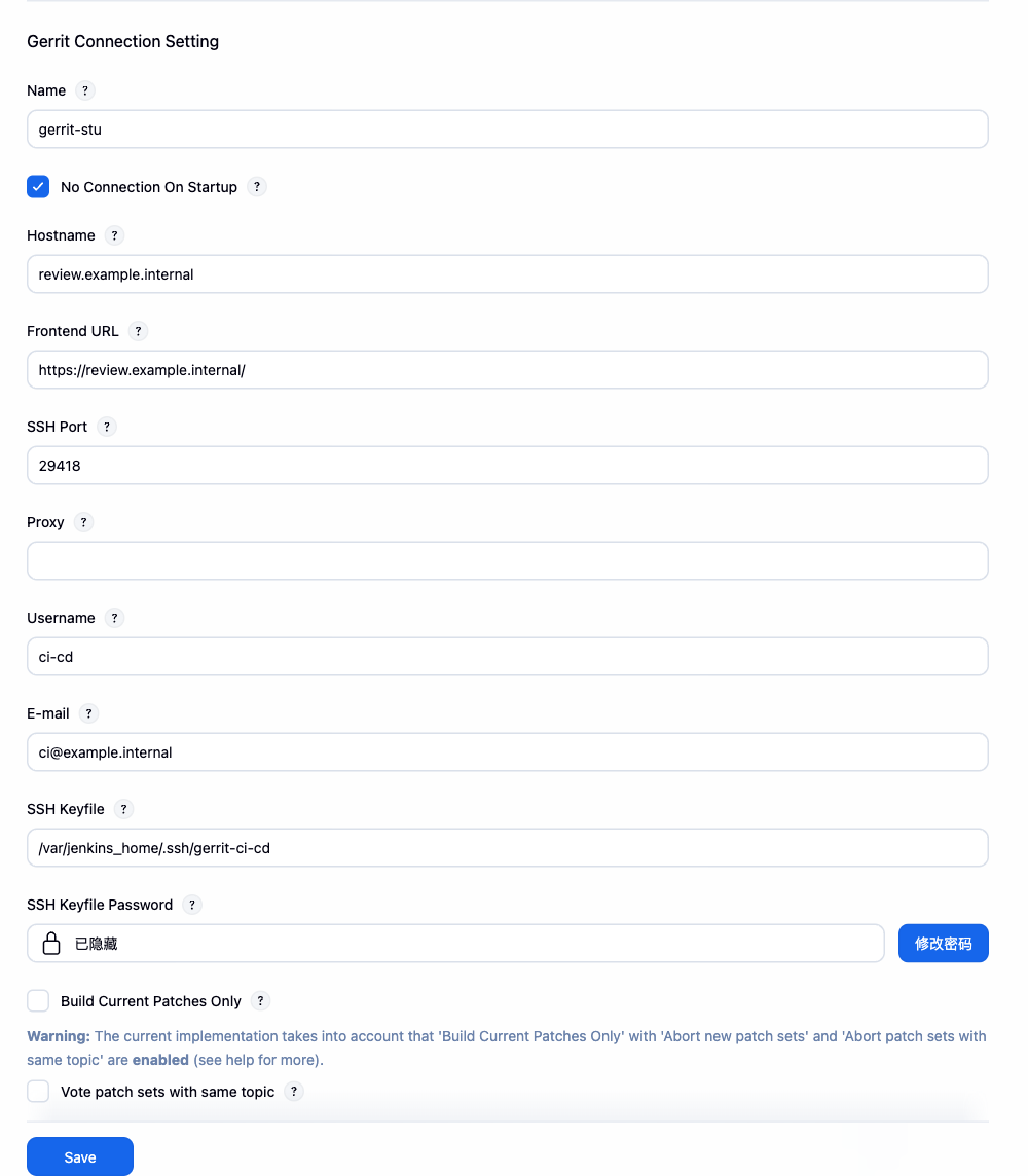 Jenkins Gerrit Trigger Server 使用 SSH 连接 Gerrit 且 Test Connection 成功