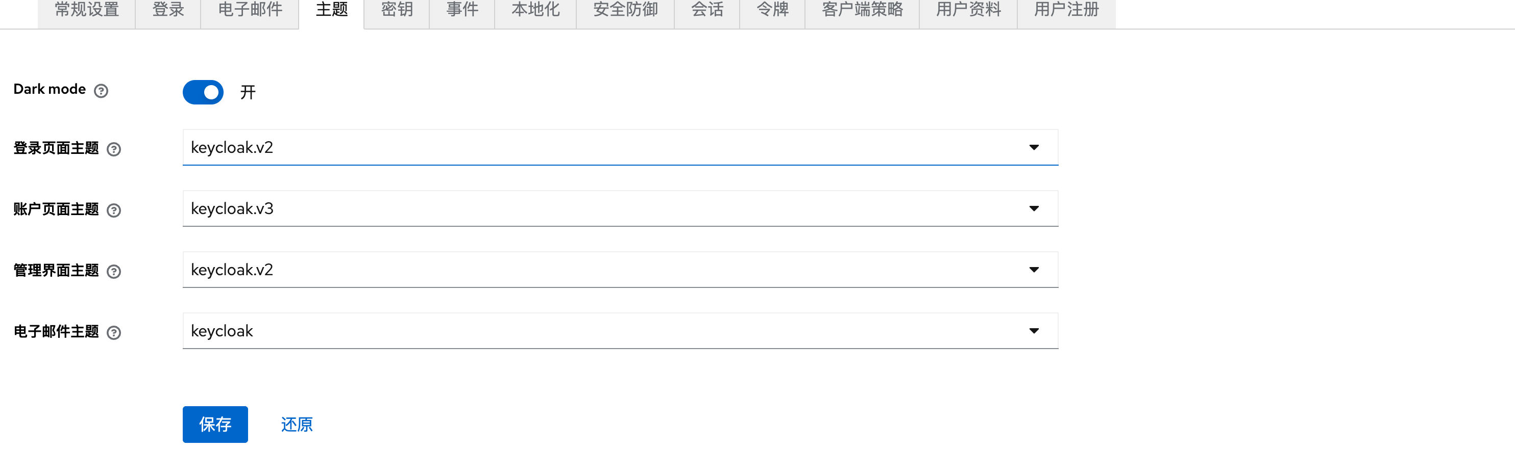 主题和语言入口